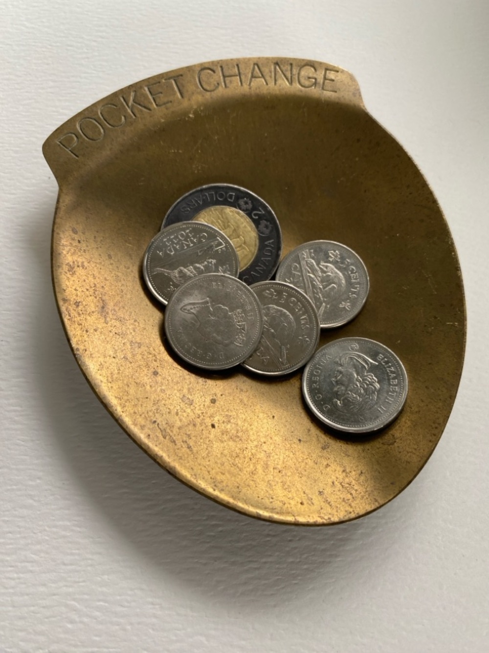 Pocket change  Brass Pocket Catcher Dish - Gold Tone